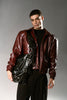 Leather bomber jacket