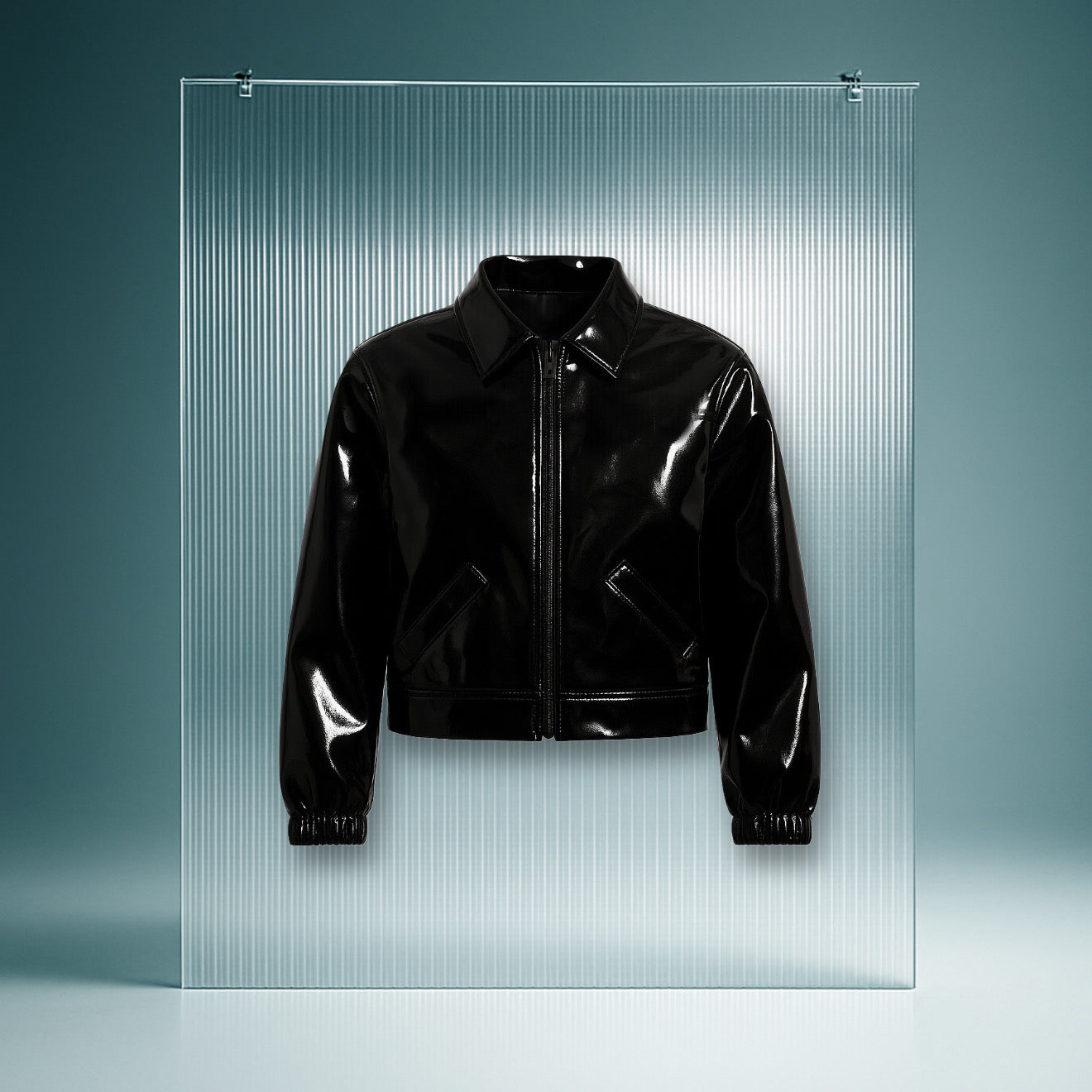 Black Charol BOMBER JAKCET