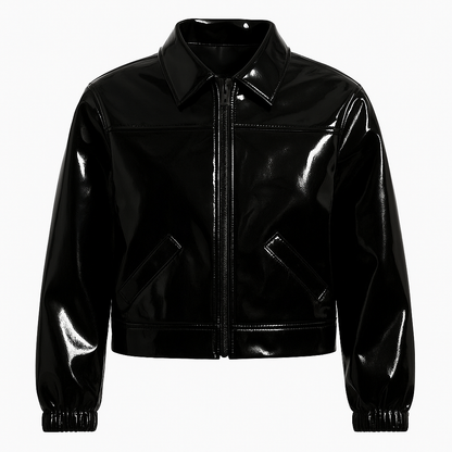 Black Charol BOMBER JAKCET
