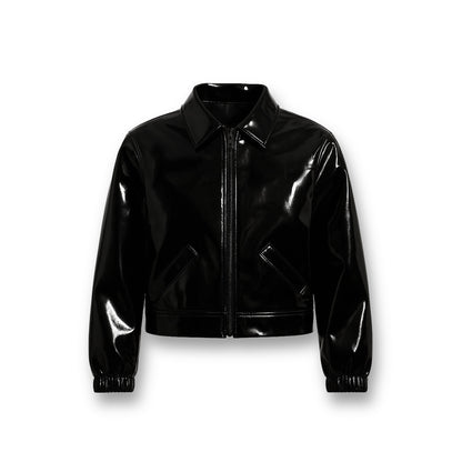 Black Charol BOMBER JAKCET