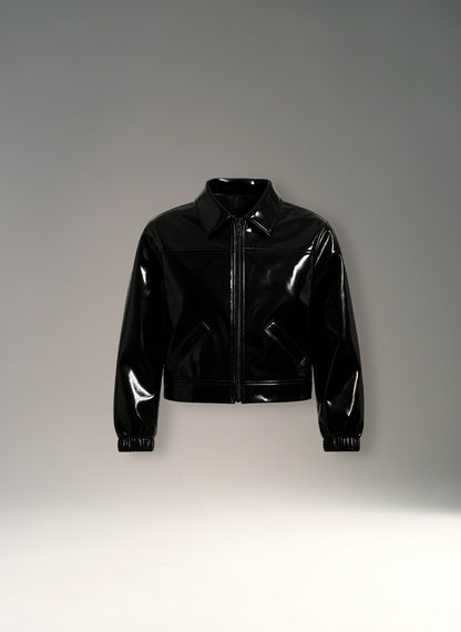 Black Charol BOMBER JAKCET