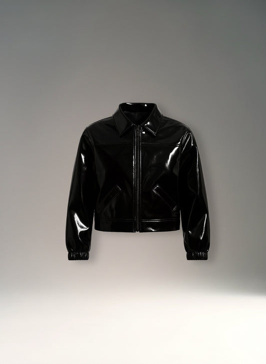 Black Charol BOMBER JAKCET