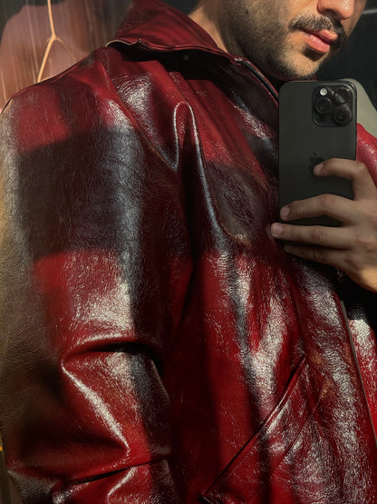 Leather bomber jacket