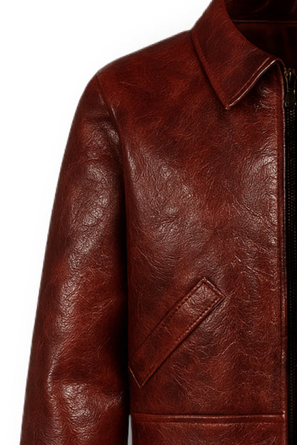 Leather bomber jacket