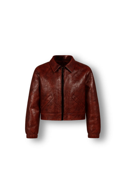 Leather bomber jacket