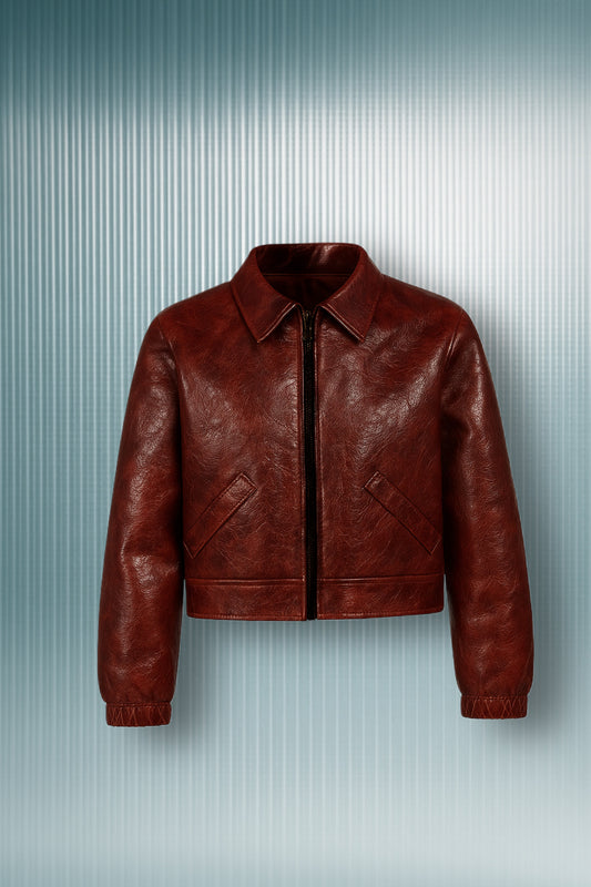 Leather bomber jacket